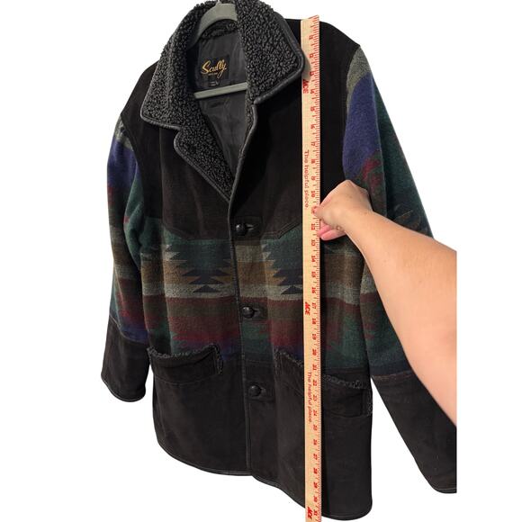 Scully M Vintage Southwestern Jacket Suede & Wool Aztec Western Coat Sherpa 40 - Picture 14 of 16